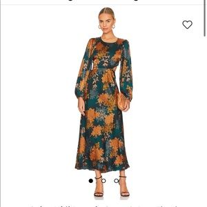 ASTR the Label. Quinn Midi Dress in Green & Rust Floral